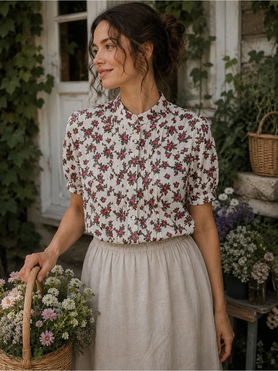 Vintage Tops - VTG Handmade Rosebud